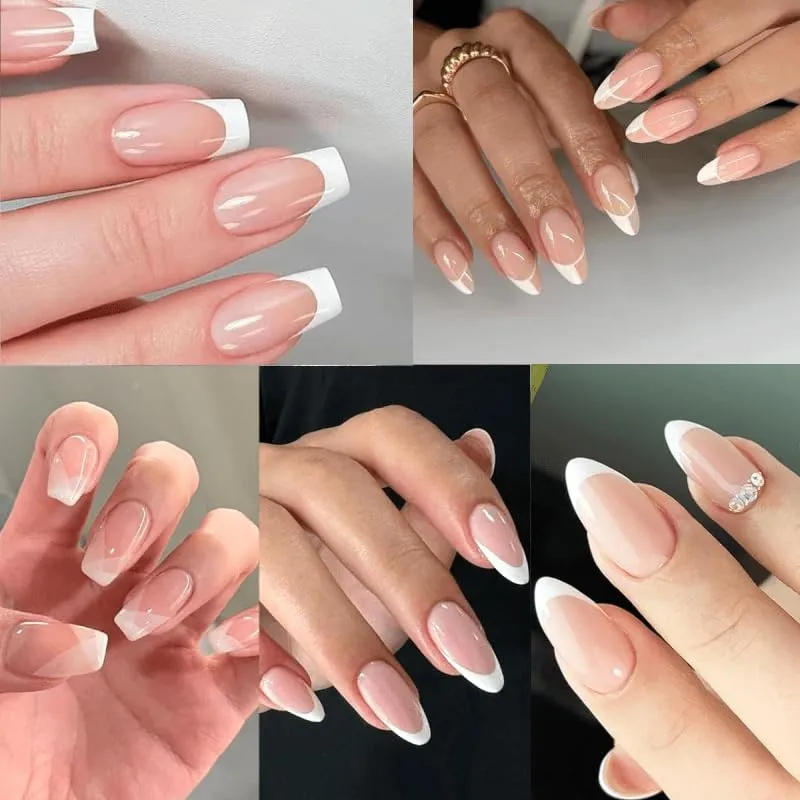 1140 Pieces French Manicure Nail Stickers Self Adhesive French Tip Nail Art Stickers V-Shaped Moon Nail Tip Strips French Manicure Nail Guides for DIY Decoration Stencil Tools Kits（30 Sheets）
