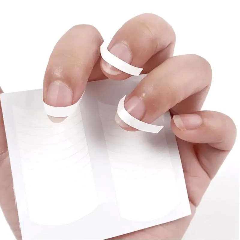 1140 Pieces French Manicure Nail Stickers Self Adhesive French Tip Nail Art Stickers V-Shaped Moon Nail Tip Strips French Manicure Nail Guides for DIY Decoration Stencil Tools Kits（30 Sheets）