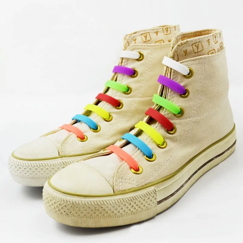 12pcs/lot Silicone Shoelaces No tie Elastic Shoe Laces