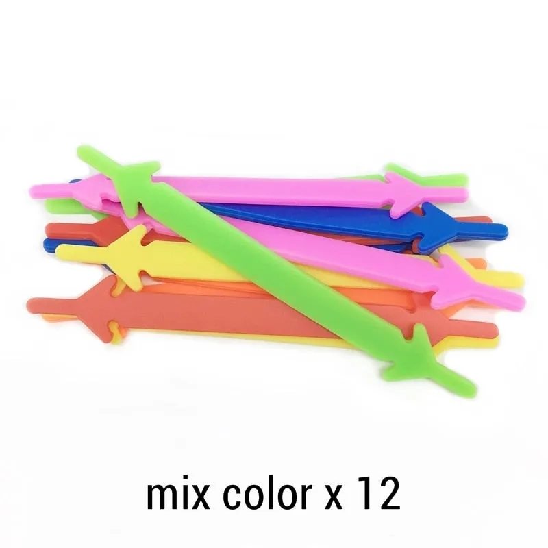 12pcs/lot Silicone Shoelaces No tie Elastic Shoe Laces