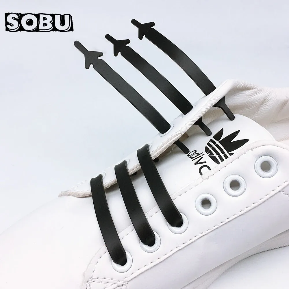 12pcs/lot Silicone Shoelaces No tie Elastic Shoe Laces