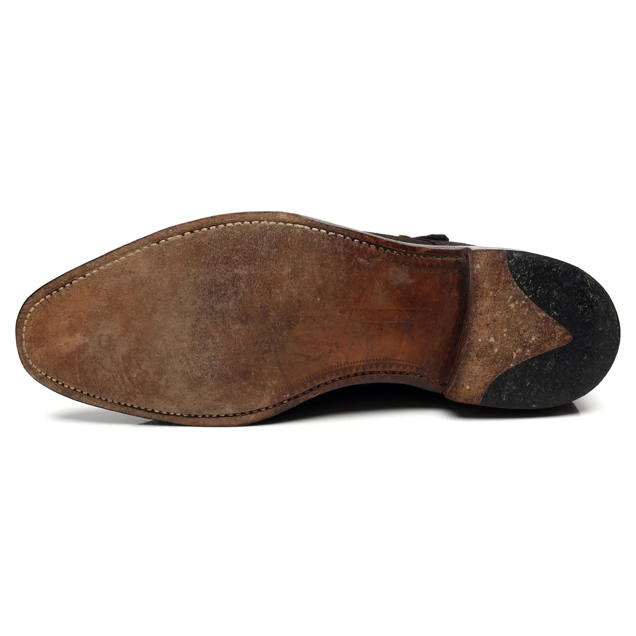 1880 'Cannon' Dark Brown Suede Double Monk Strap UK 9.5 F