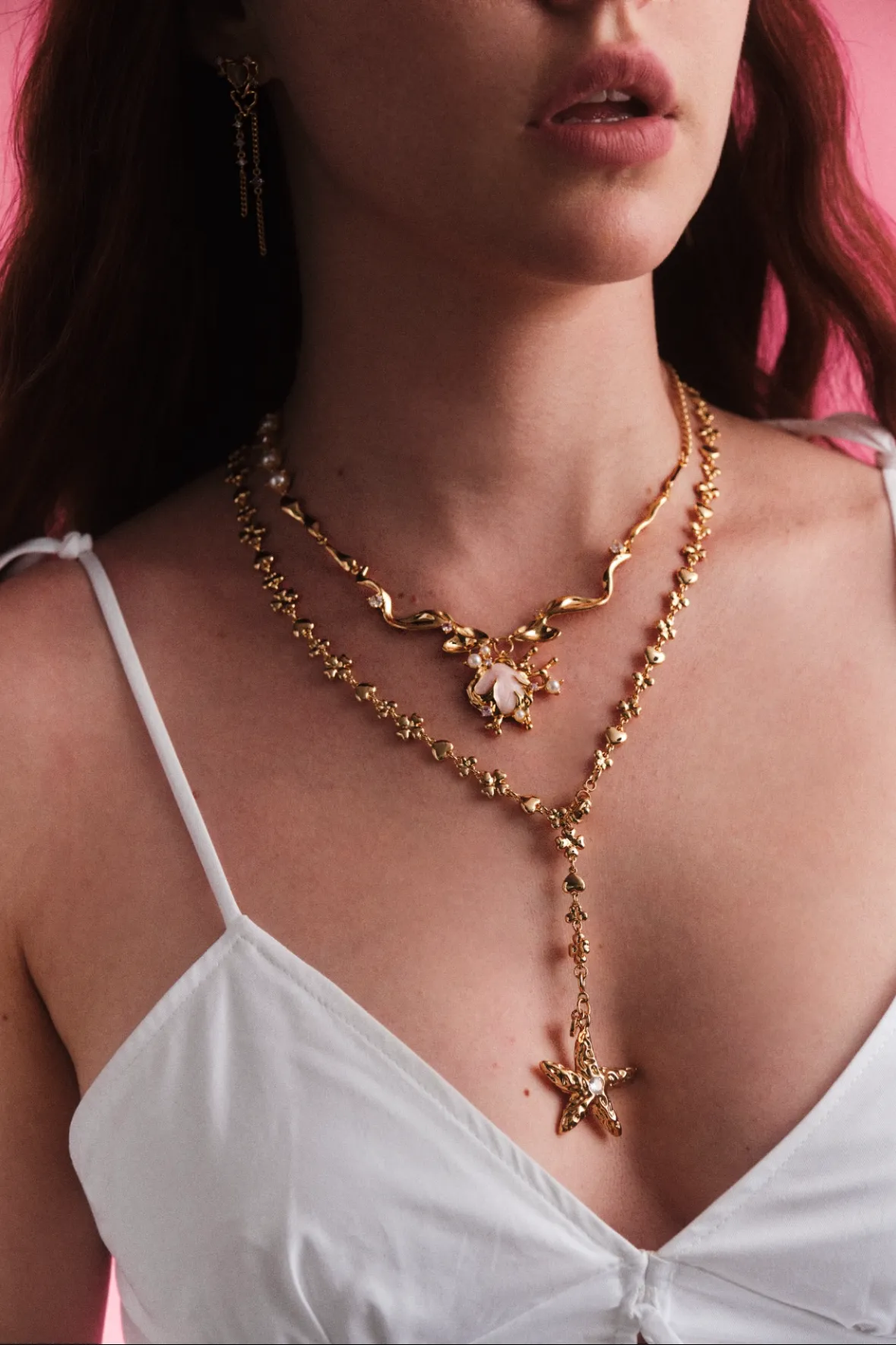 18K Real Gold Plated Diamond Starfish Necklace (Waist Chain)
