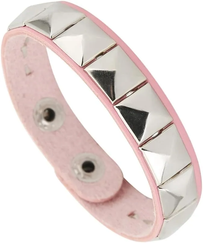 3Pcs Soft Leather Bracelets with Heart/Pyramid/Chain, Emo Punk Wrap Wrist Cuffs Jewelry Accessories Gothic Gift for Vintage Women