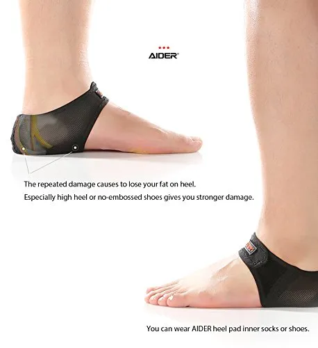 Aider Plantar Fasciitis Heel Pad - Comprehensive Plantar Fasciitis Heel Pads, Relieve Heel Pain, Plantar Fasciitis Therapy Wraps, Shock Absorbing pad under heel Left