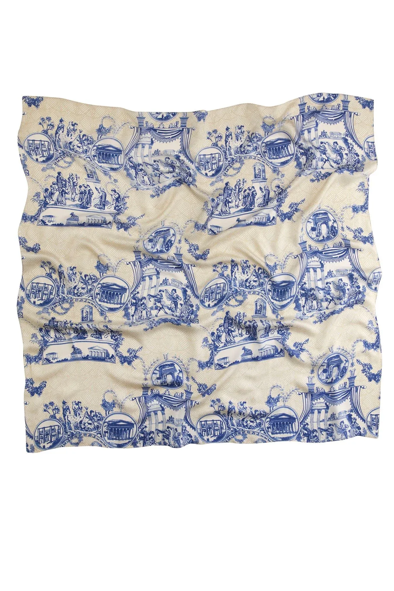 Ancient Columns Silk Scarf Blue