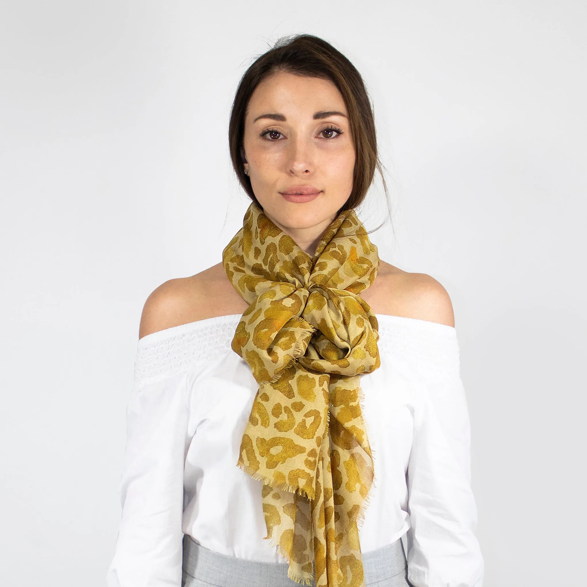 Aureum Leopard Silk Modal Scarf