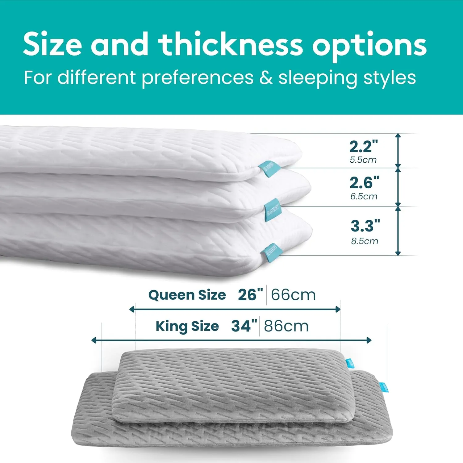 BLISSBURY Stomach Sleeping Pillow - Thin Memory Foam Pillow for Stomach Sleepers | Ultra Thin Pillow for Sleeping | Flat Pillows for Sleeping, Slim Pillow, Stomach Sleeper Pillow | 2.6 Inch Thickness