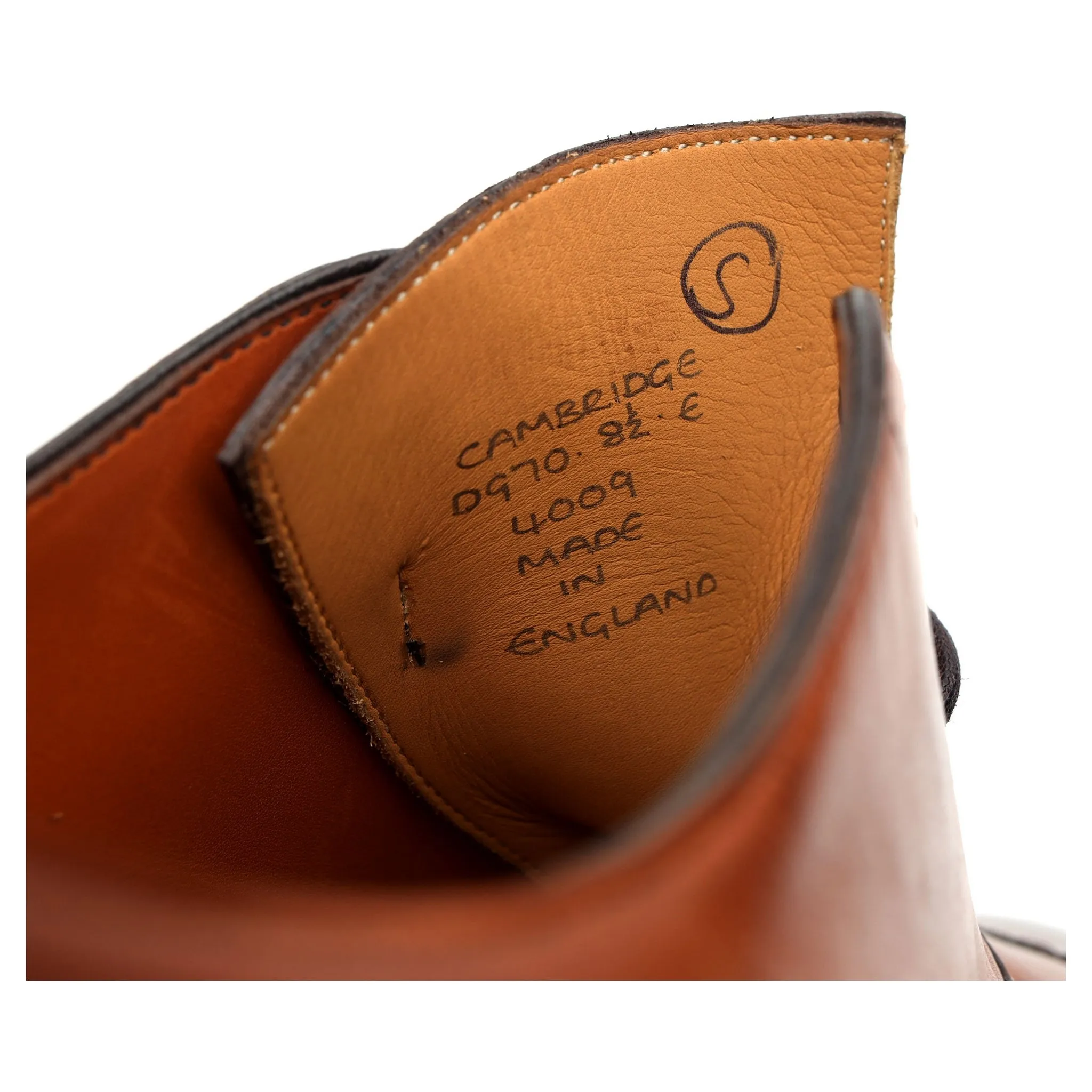 'Cambridge' Tan Brown Leather Oxford UK 8.5 E