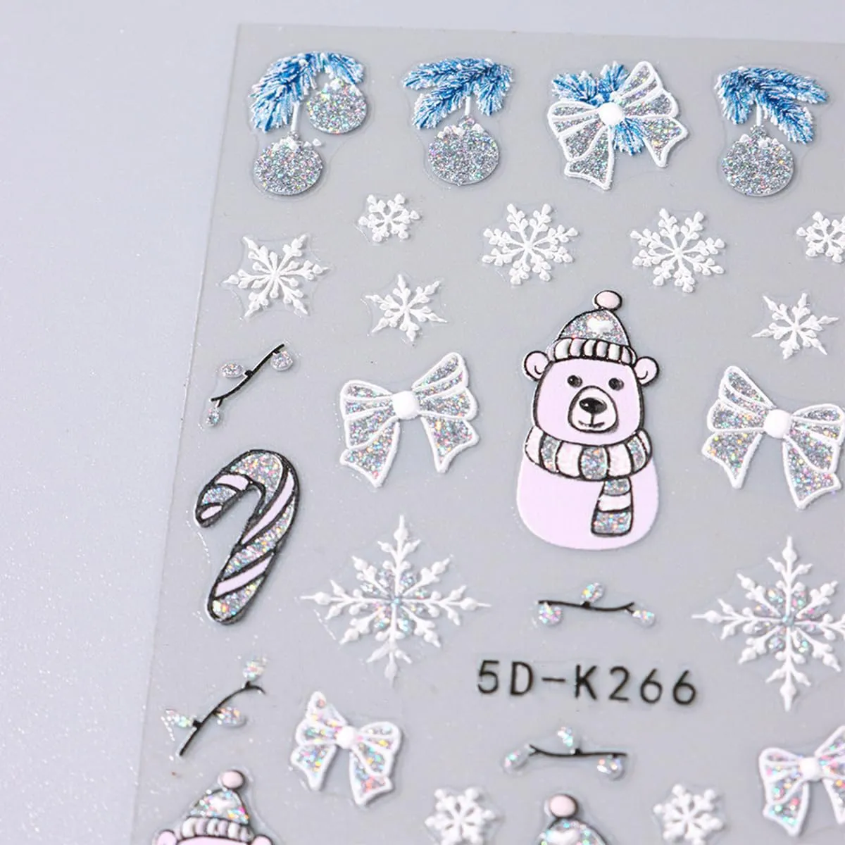 Christmas Nail Art Stickers Winter Snowflake Snowman Nail Decals 5D Acrylic Engraved Nail Stickers Silver Glitter Santa Claus Xmas Tree Christmas Nail Art Supplies Transfer Slider for Nails Decoration