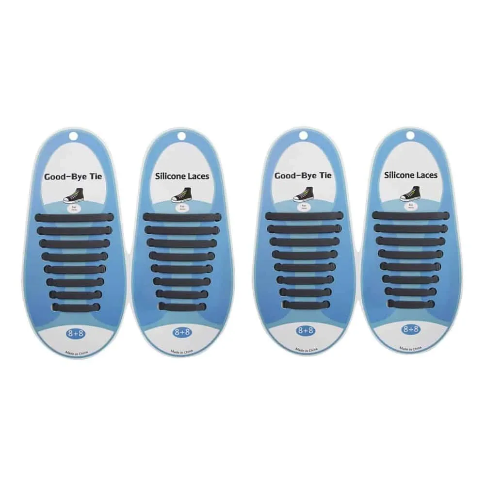 elastic lazy no-tie silicone speed laces - Grey (Adults)(x2 Combo)