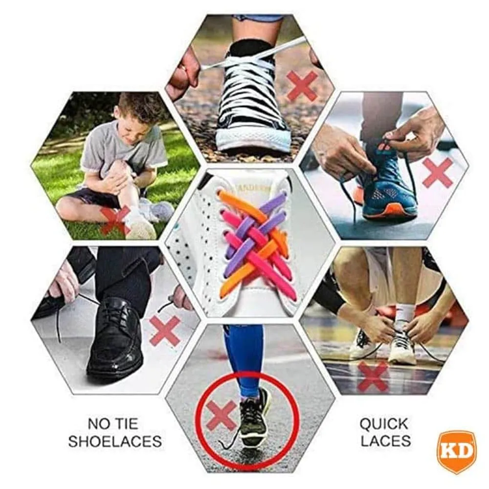 elastic lazy no-tie silicone speed laces - Grey (Adults)(x2 Combo)