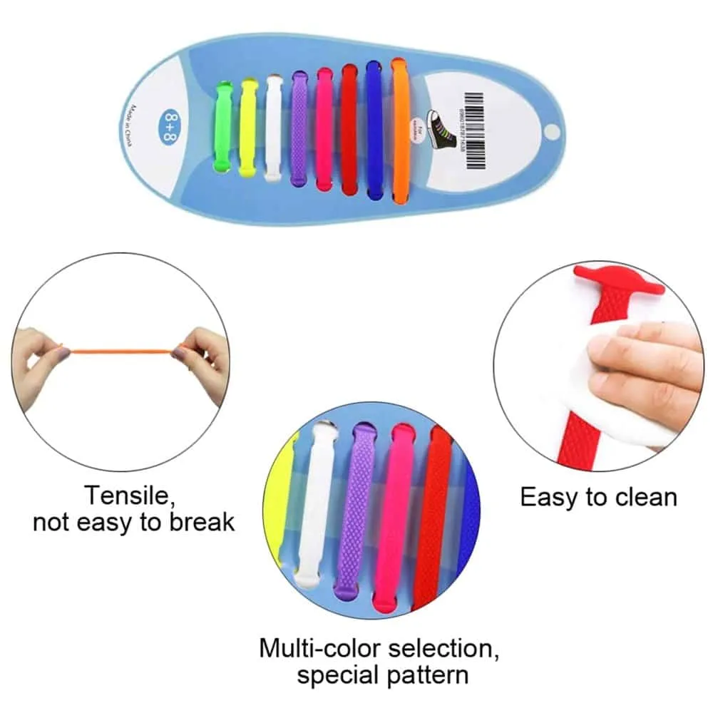 elastic lazy no-tie silicone speed laces - Grey (Adults)(x2 Combo)