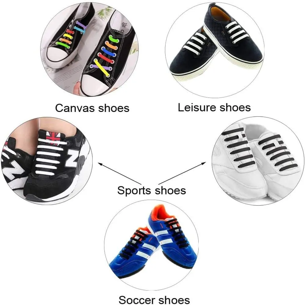 elastic lazy no-tie silicone speed laces - Grey (Adults)(x2 Combo)