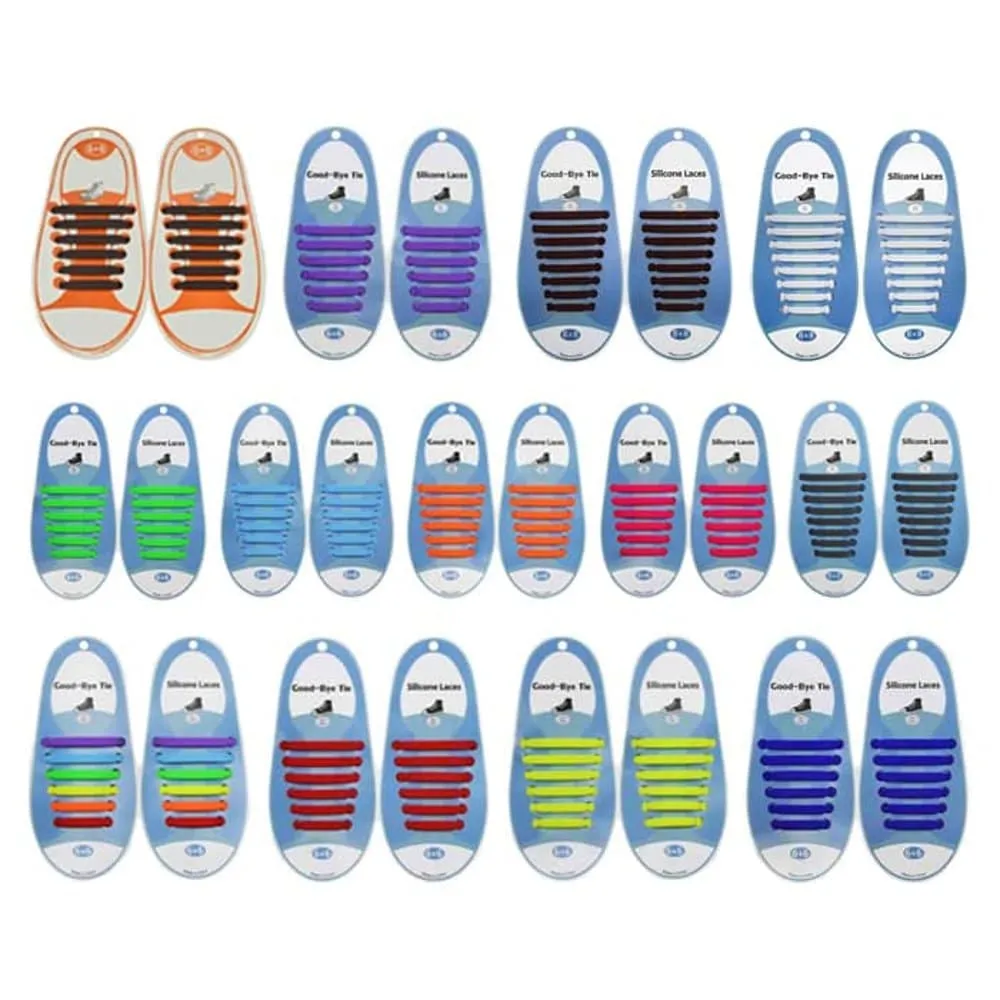 elastic lazy no-tie silicone speed laces - Grey (Adults)(x2 Combo)
