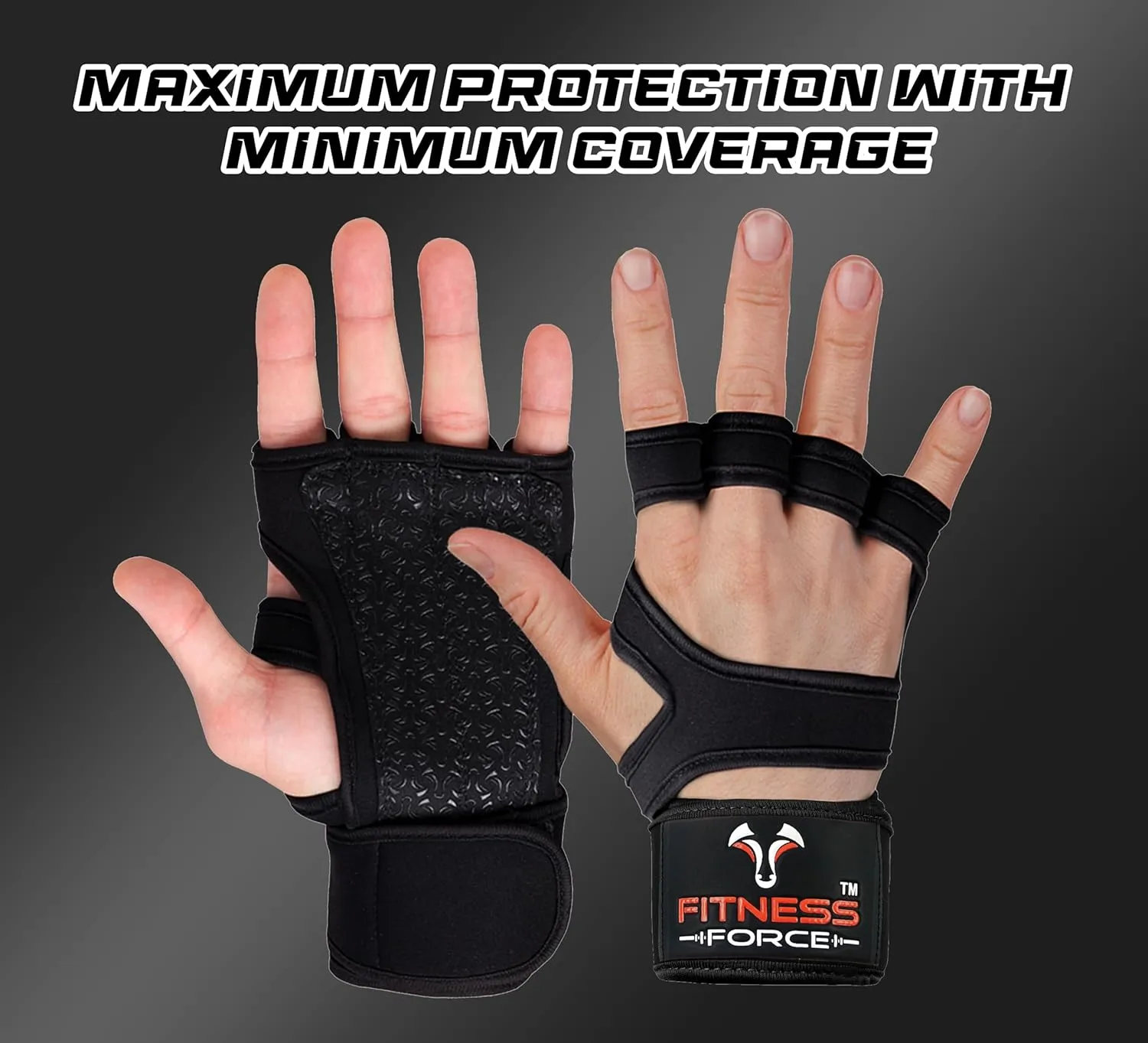 FITNESS FORCE Ventilated Gym Gloves for Men with Built-in Wrist Support for Workouts Weightlifting Gloves Workout Gloves for Women Exercise Fitness Gloves Perfect for Powerlifting, Cross Training