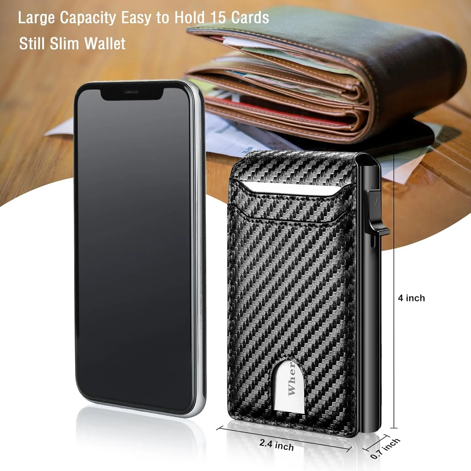 furid Card Wallet For Men Slim: Smart Wallet - Rfid Minimalist Front Pocket with ID Window Pop Up Wallet Gift For Him