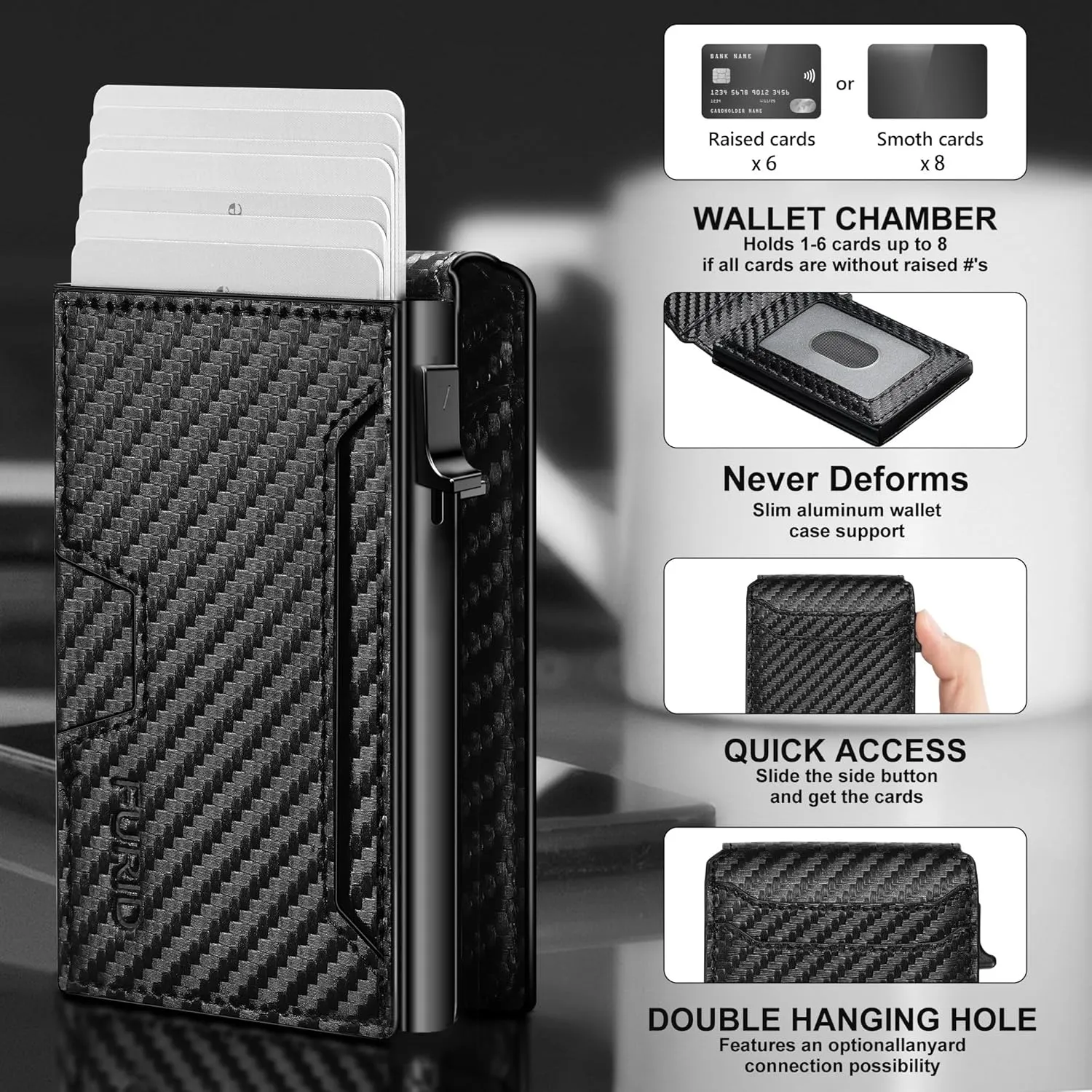 furid Card Wallet For Men Slim: Smart Wallet - Rfid Minimalist Front Pocket with ID Window Pop Up Wallet Gift For Him