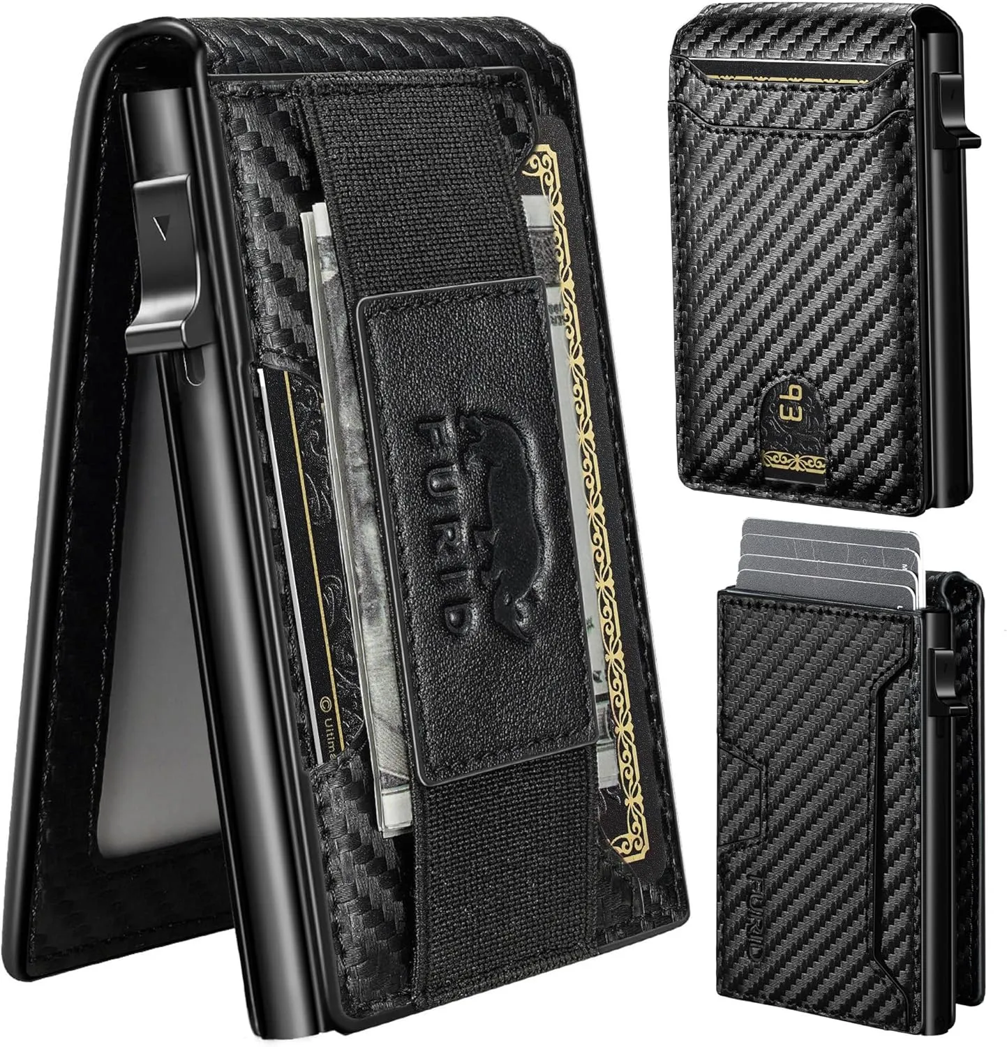 furid Card Wallet For Men Slim: Smart Wallet - Rfid Minimalist Front Pocket with ID Window Pop Up Wallet Gift For Him