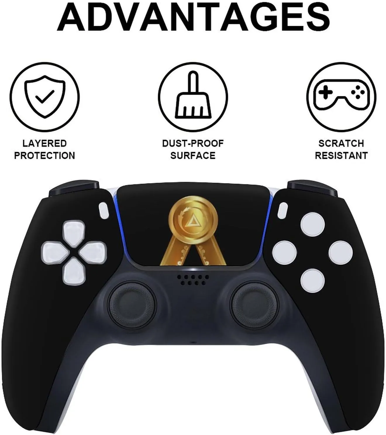 Girl's Cute Whole Body PVC Removable Gum Decal Cover Wrap Sticker Decor for Controller Compatible with PS5 Controller Compatible with Gold Freemason Freemasonry Masonic