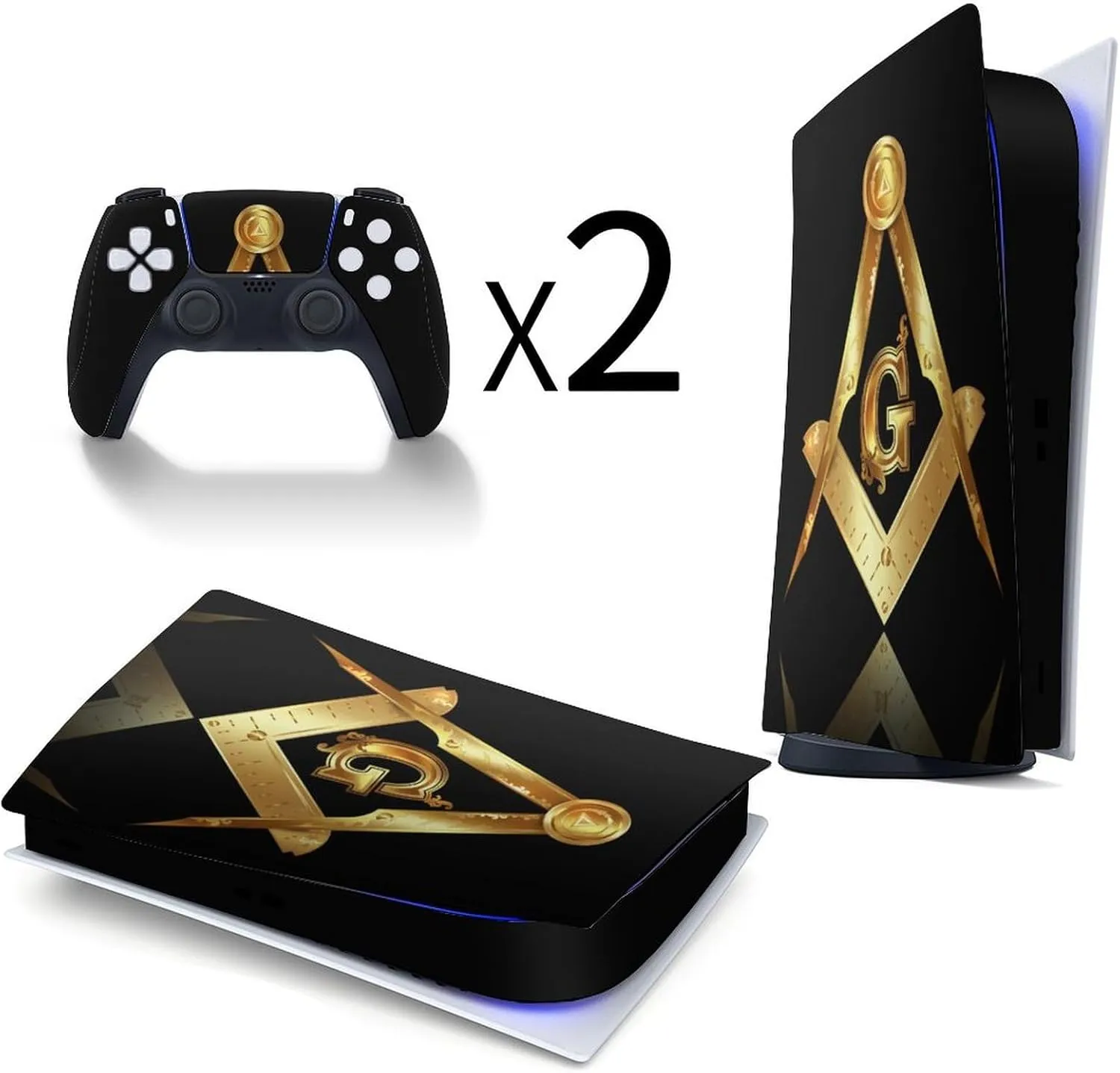 Girl's Cute Whole Body PVC Removable Gum Decal Cover Wrap Sticker Decor for Controller Compatible with PS5 Controller Compatible with Gold Freemason Freemasonry Masonic