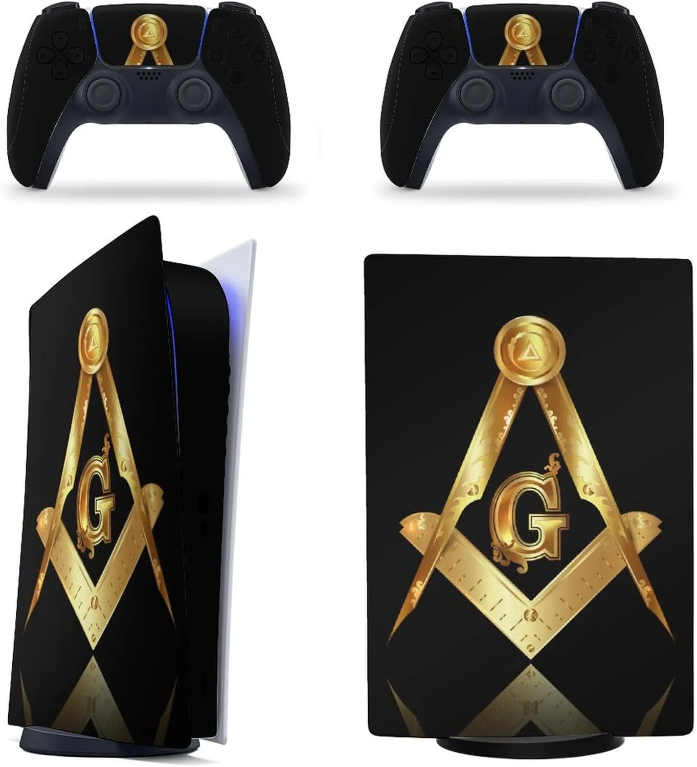 Girl's Cute Whole Body PVC Removable Gum Decal Cover Wrap Sticker Decor for Controller Compatible with PS5 Controller Compatible with Gold Freemason Freemasonry Masonic