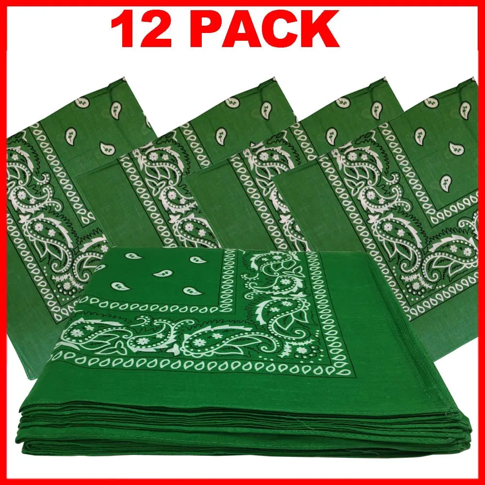 Green Bandana - Dozen (Paisley)