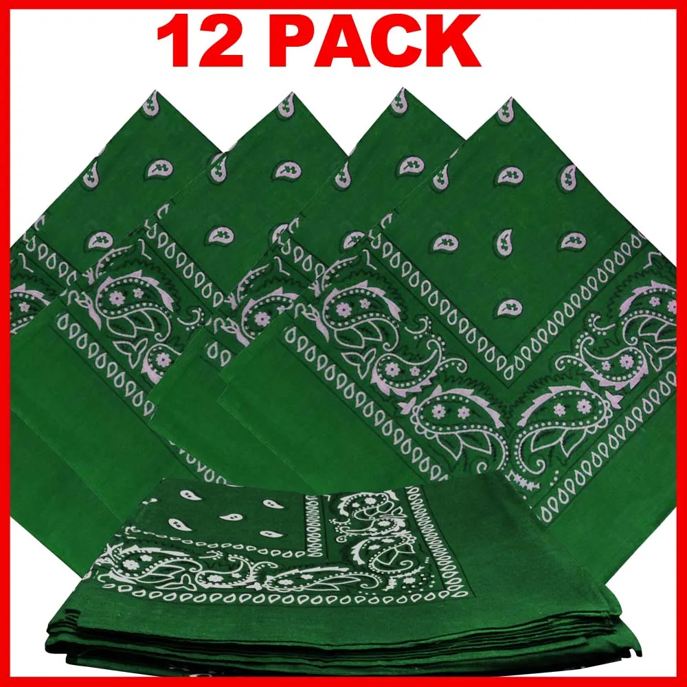Green Bandana - Dozen (Paisley)