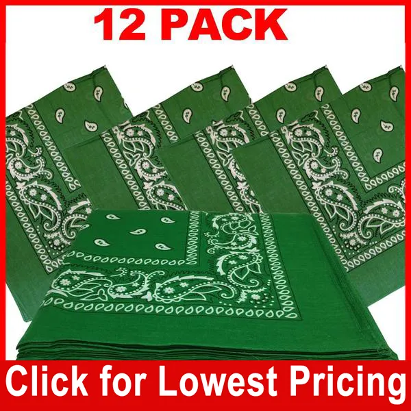 Green Bandana - Dozen (Paisley)