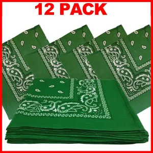 Green Bandana - Dozen (Paisley)