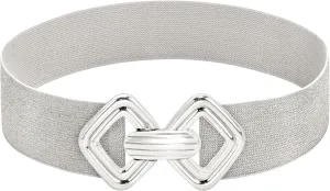 Initlove Women Wide Stretchy Waistband Gold Buckle Elastic Waist Belt for Dresses
