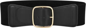 JASGOOD Women Elastic Wide Belt Ladies Stretchy Waist Belt with Square Buckle for Dress