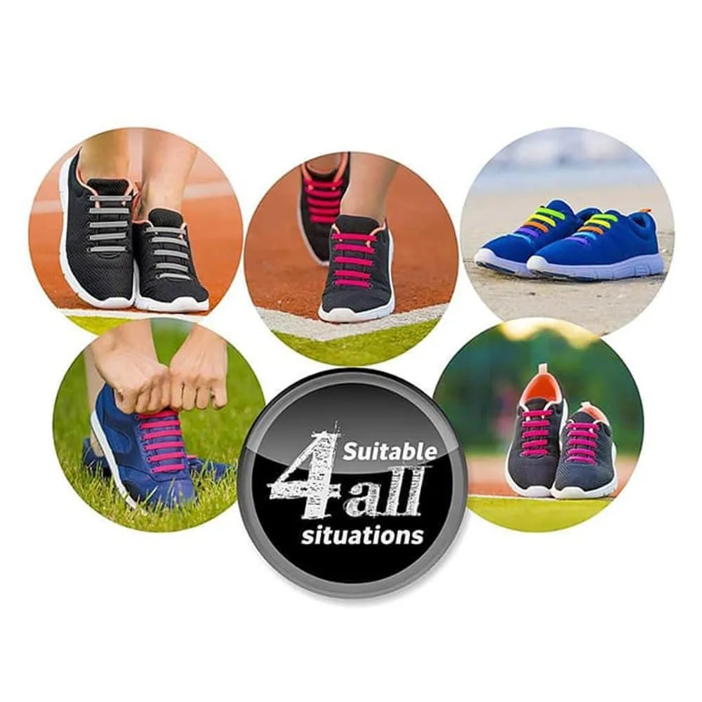 Kids Elastic No Tie Speed Shoelaces- Pink/Orange/Red Combo