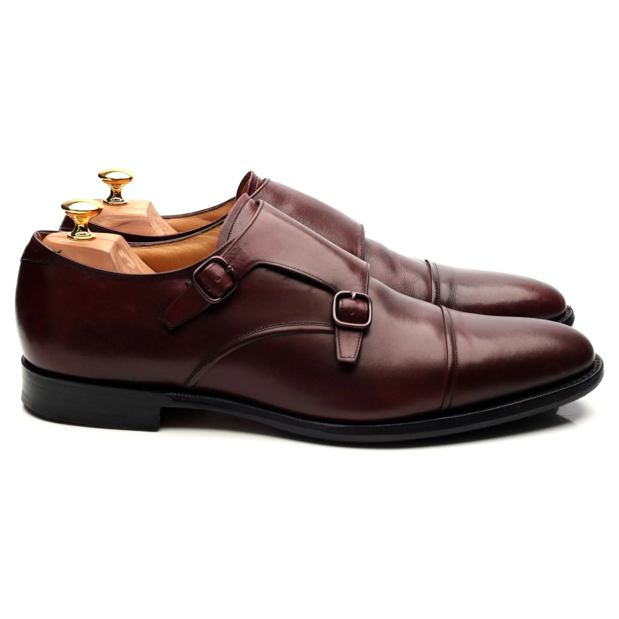 'Ledstone' Burgundy Leather Double Monk Strap UK 11 F