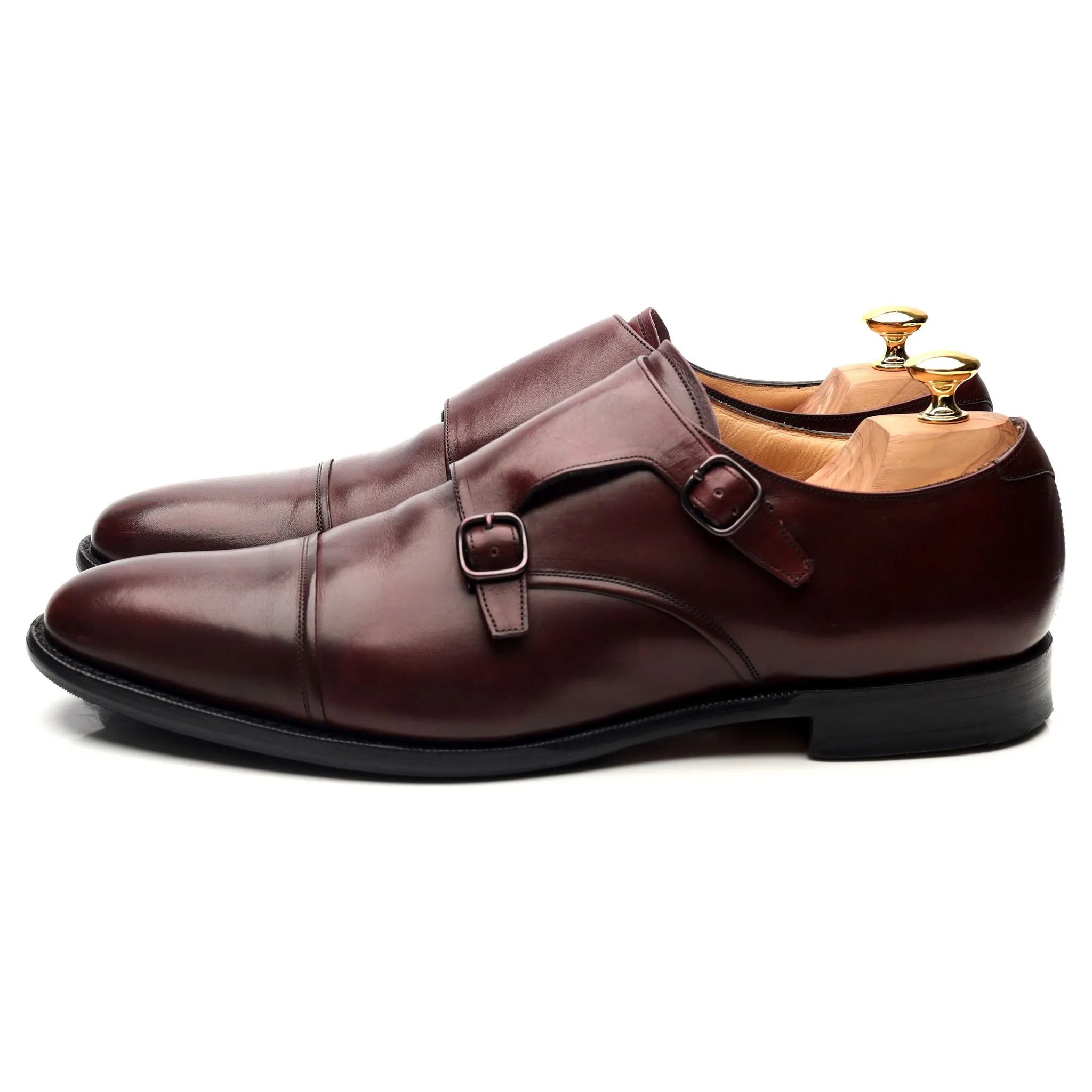 'Ledstone' Burgundy Leather Double Monk Strap UK 11 F