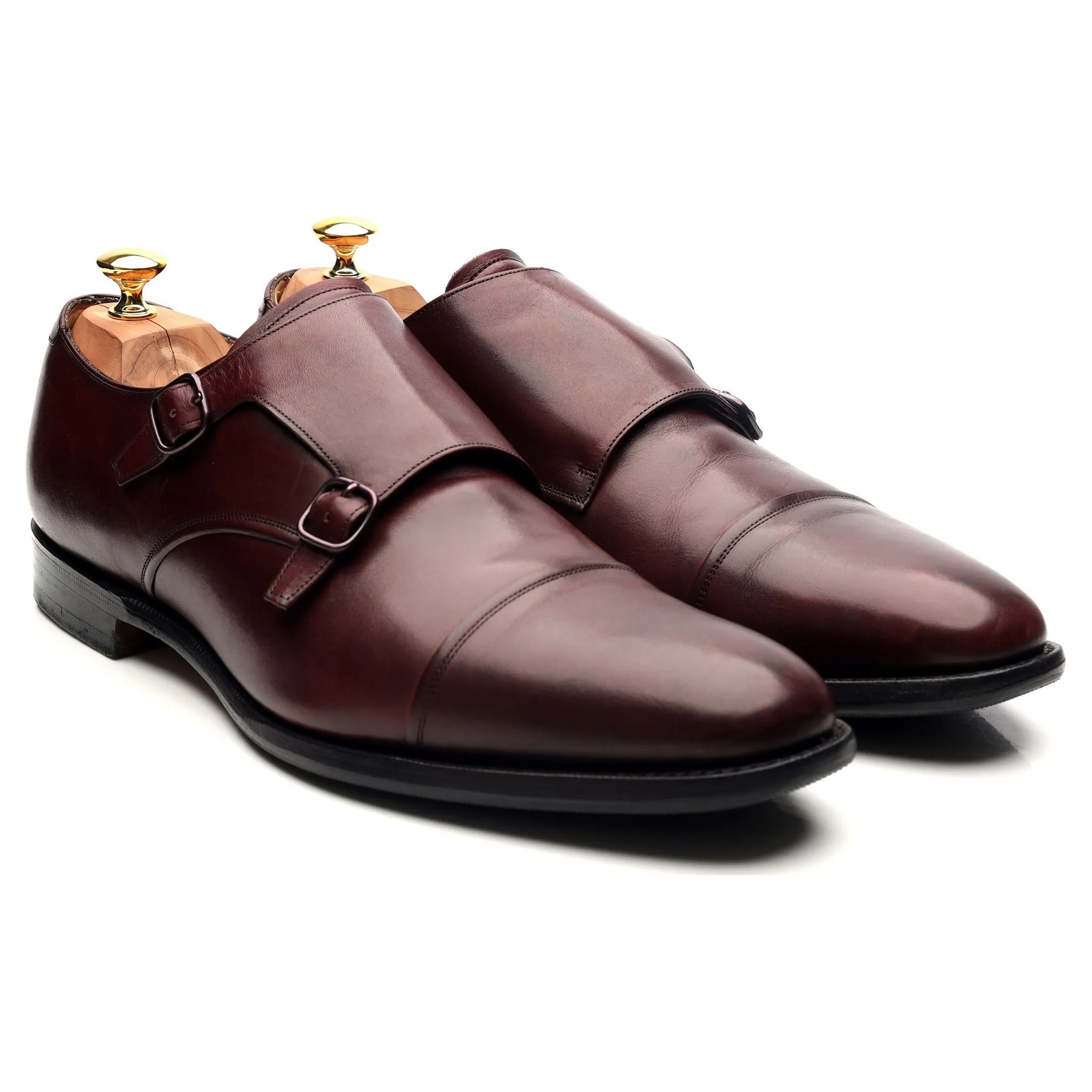 'Ledstone' Burgundy Leather Double Monk Strap UK 11 F