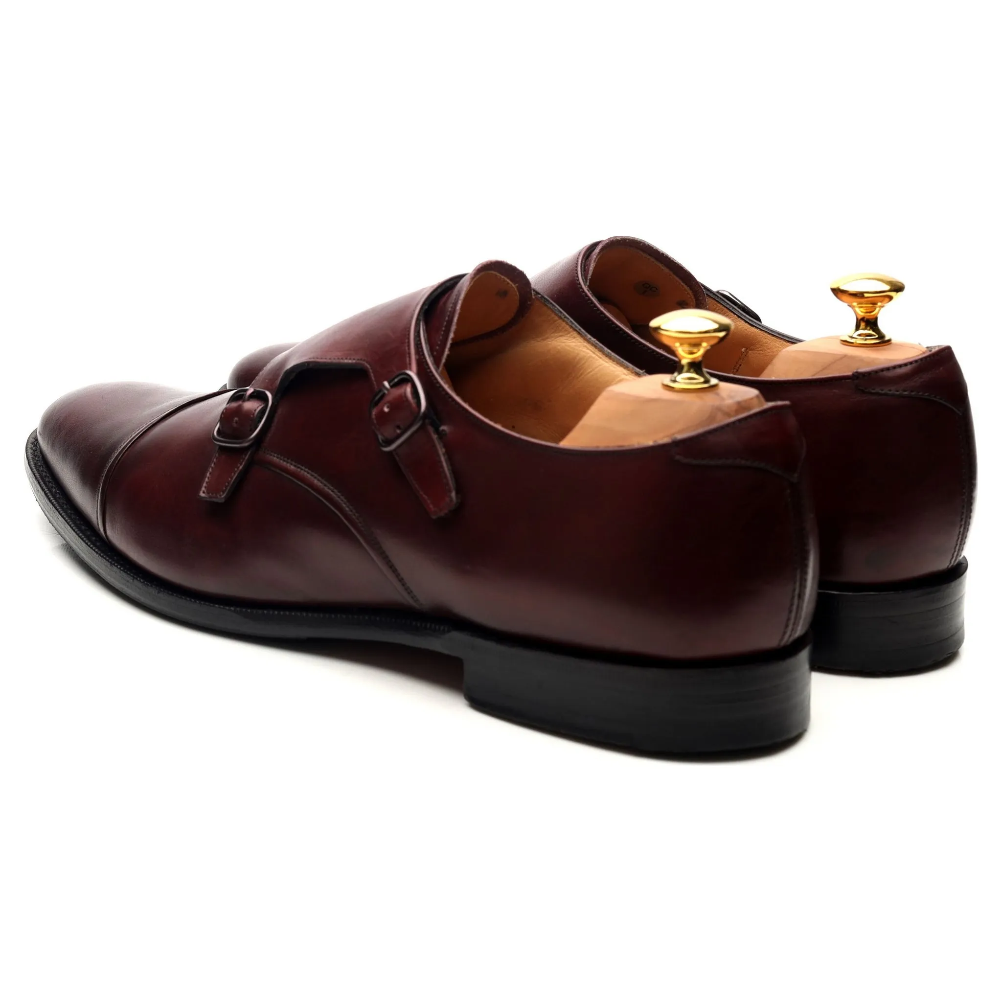 'Ledstone' Burgundy Leather Double Monk Strap UK 11 F