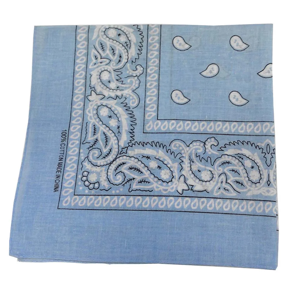 Light Blue Bandana - Dozen (Paisley)