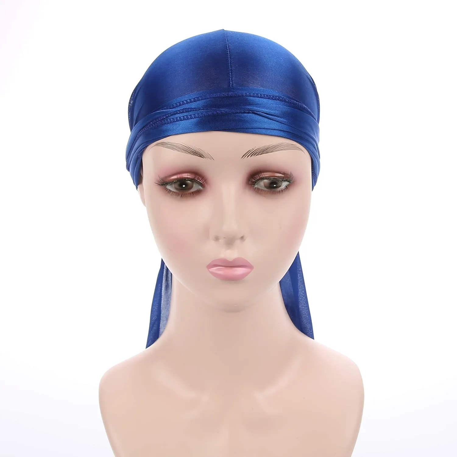 Men Women Durag Extra Long-Tail Headwraps Silky Satin Pirate Cap Bandana Hat for 360 Waves