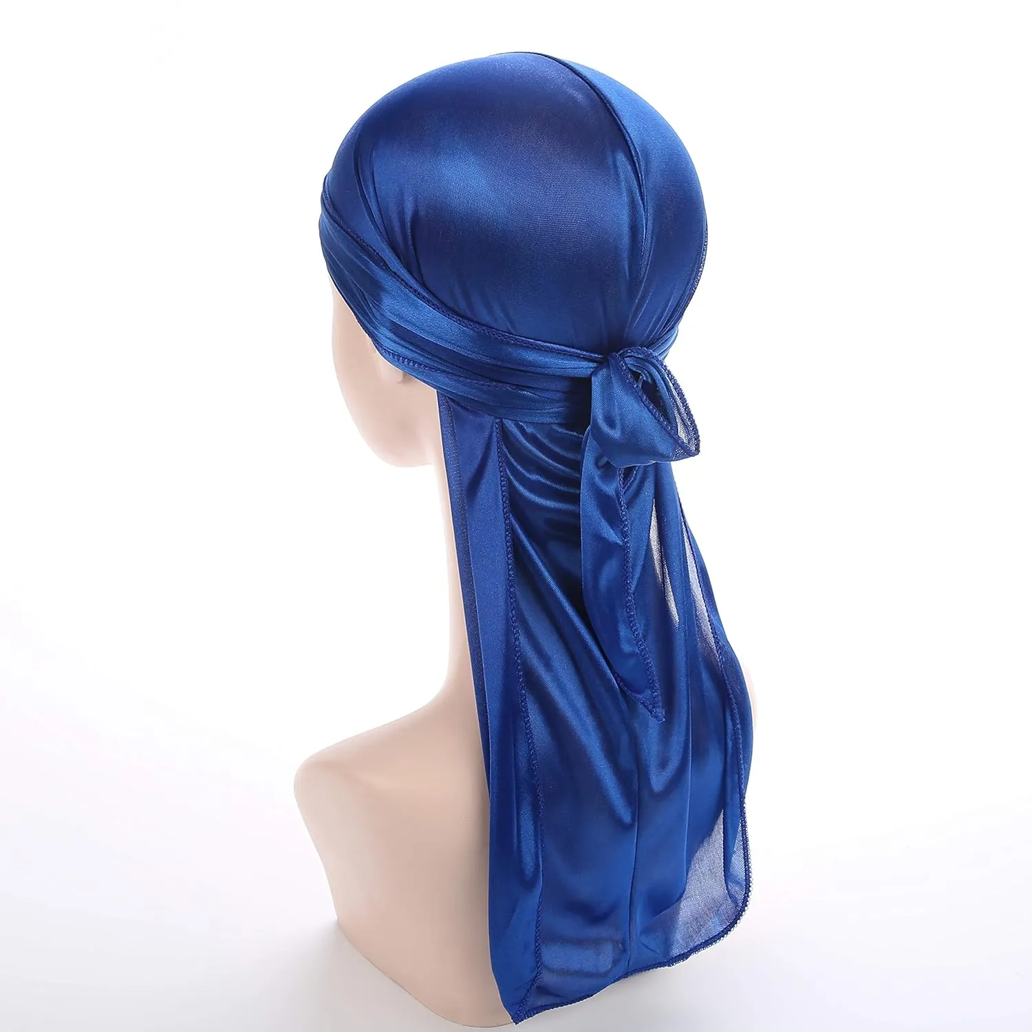 Men Women Durag Extra Long-Tail Headwraps Silky Satin Pirate Cap Bandana Hat for 360 Waves