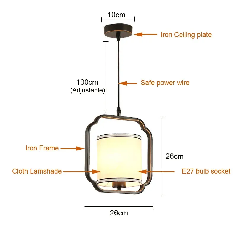 Minimalist Single-Head Fabric Chandelier - Iron Black Bedside Pendant Light for Modern Home Decor