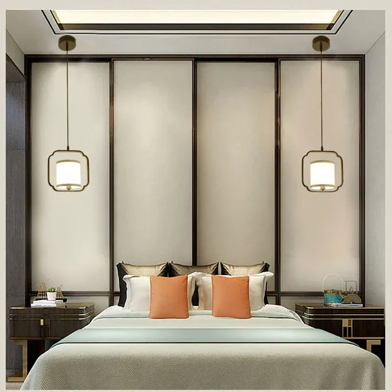 Minimalist Single-Head Fabric Chandelier - Iron Black Bedside Pendant Light for Modern Home Decor