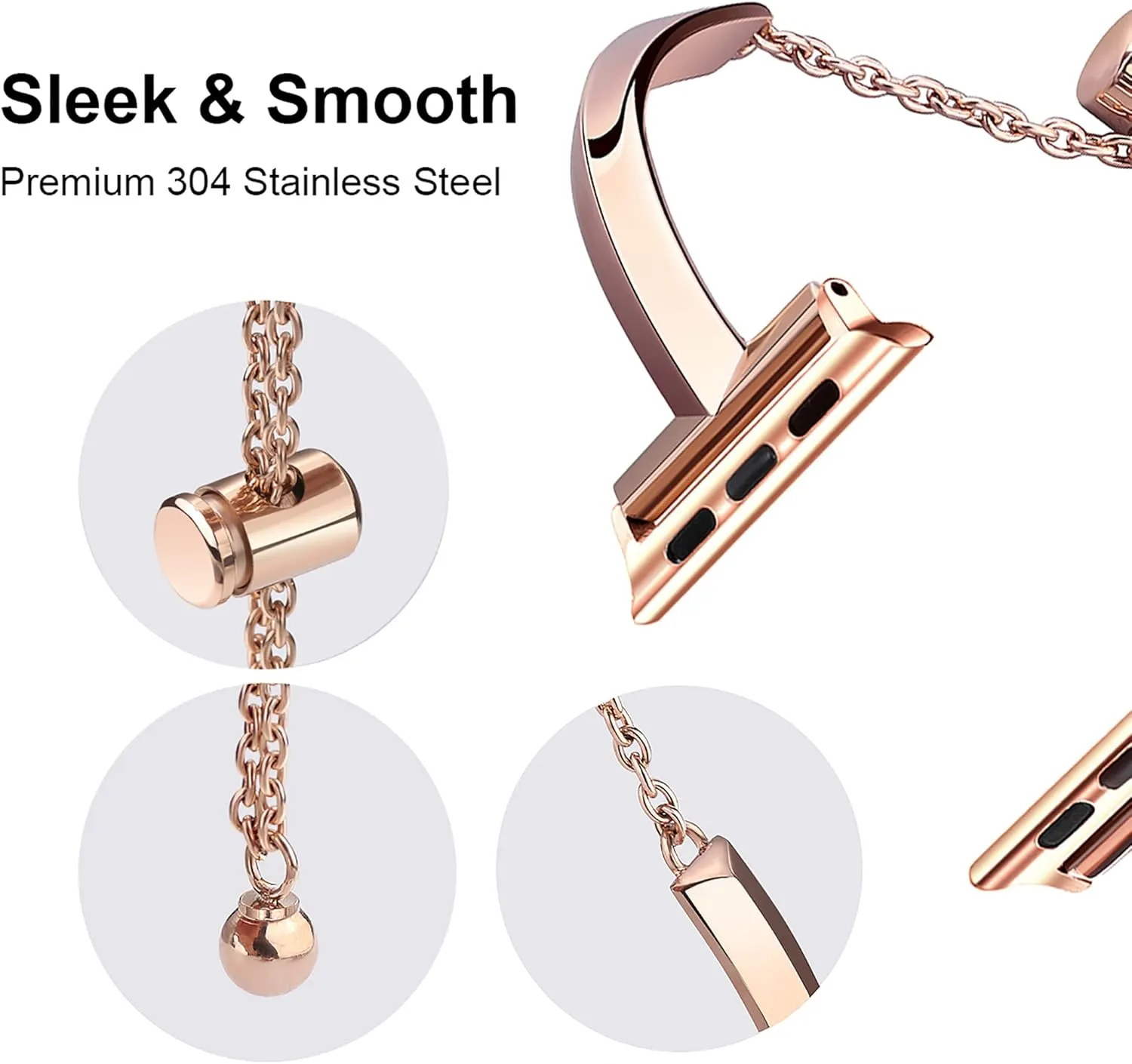 PlusRoc Stainless Steel Band Compatible with Apple Watch Band 38mm 40mm 41mm 42mm 44mm 45mm 46mm 49mm iWatch SE Series 10 9 8 7 6 5 4 3 2 1, Slim Versatile Bangle Bracelet for Women