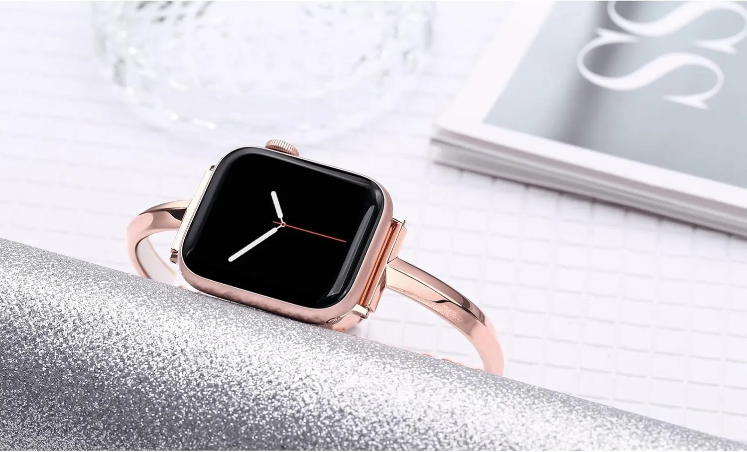 PlusRoc Stainless Steel Band Compatible with Apple Watch Band 38mm 40mm 41mm 42mm 44mm 45mm 46mm 49mm iWatch SE Series 10 9 8 7 6 5 4 3 2 1, Slim Versatile Bangle Bracelet for Women