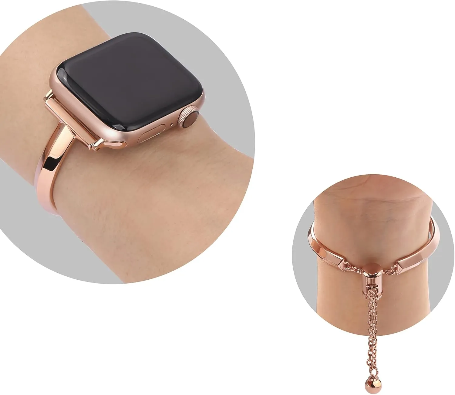 PlusRoc Stainless Steel Band Compatible with Apple Watch Band 38mm 40mm 41mm 42mm 44mm 45mm 46mm 49mm iWatch SE Series 10 9 8 7 6 5 4 3 2 1, Slim Versatile Bangle Bracelet for Women