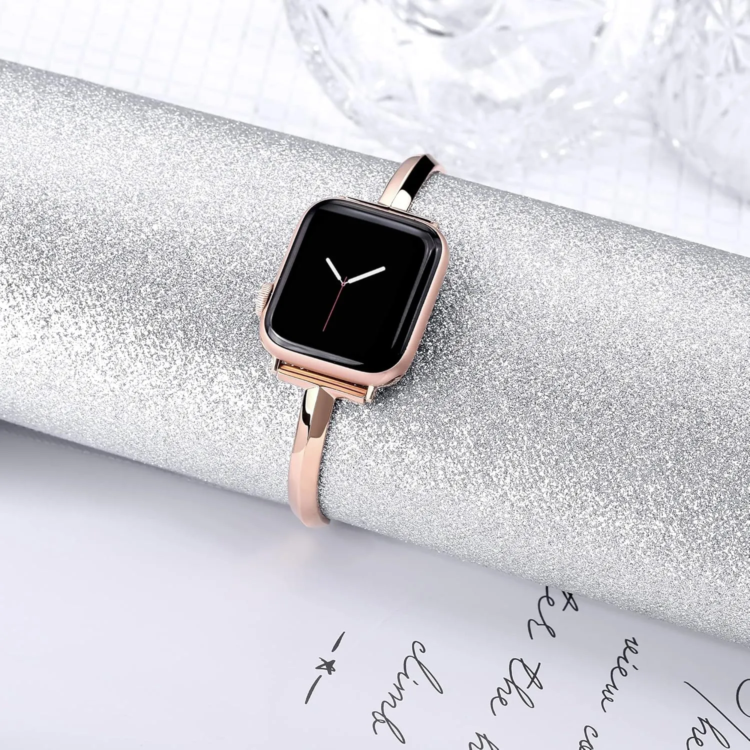 PlusRoc Stainless Steel Band Compatible with Apple Watch Band 38mm 40mm 41mm 42mm 44mm 45mm 46mm 49mm iWatch SE Series 10 9 8 7 6 5 4 3 2 1, Slim Versatile Bangle Bracelet for Women