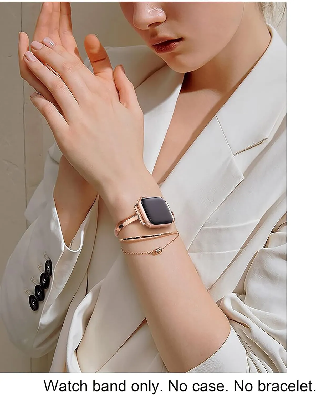 PlusRoc Stainless Steel Band Compatible with Apple Watch Band 38mm 40mm 41mm 42mm 44mm 45mm 46mm 49mm iWatch SE Series 10 9 8 7 6 5 4 3 2 1, Slim Versatile Bangle Bracelet for Women