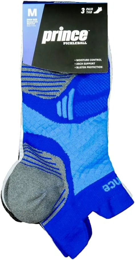 Prince Durable Comfortable Athletic Low Cut Compression Ankle Socks for Pickleball Running Walking Cycling Men Women 3 Pack