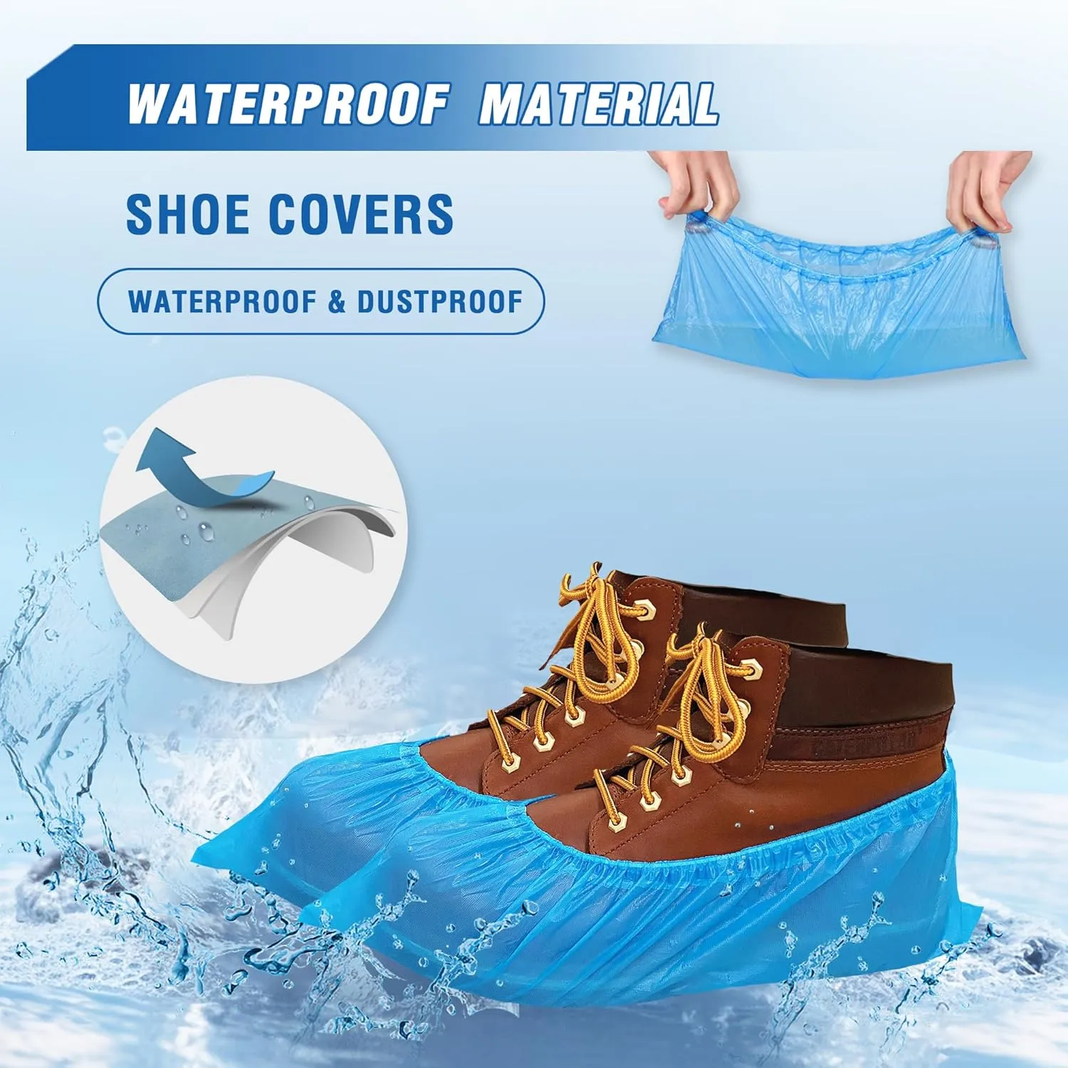 ProtectX Disposable Shoe & Boot Covers, XL Extra Large, 100-pack (50 pairs), Waterproof, Slip Resistant, Durable CPE plastic, Fits up to Mens 14 US Size and All Womens US Size Shoes