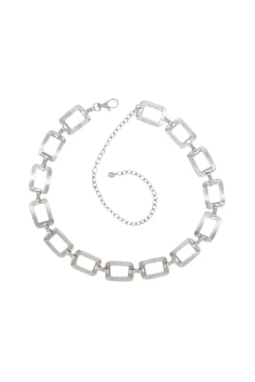 "CHAINED" Gold Rectangular Chain Waist Belt